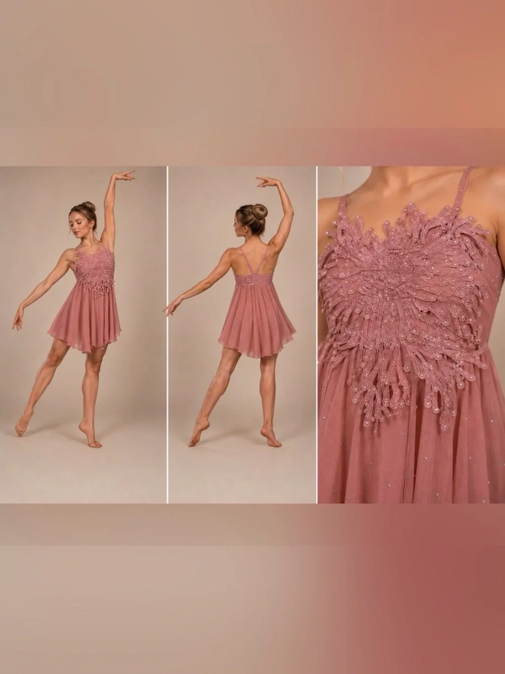 Glamour competition solo dance costume blush lyrical chiffon dress XLC child